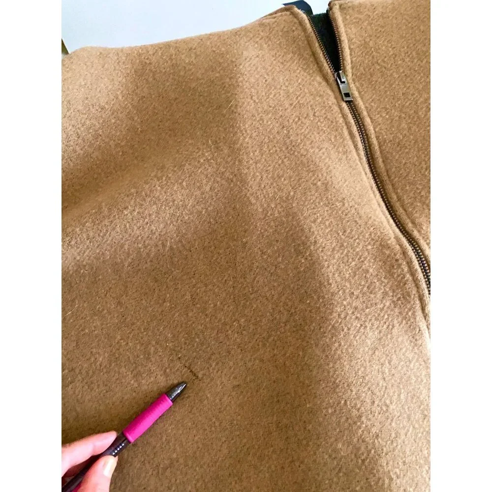 rag & bone Recycled Wool Bomber Poncho One Size Camel Brown Made in Italy - Picture 10 of 11